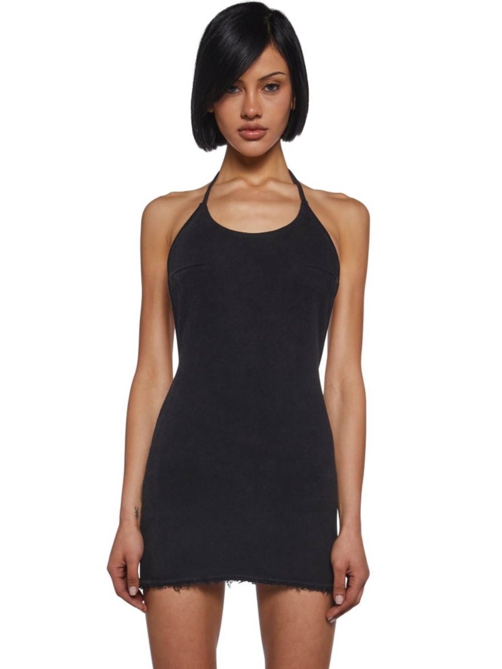Current Mood Black Backless Halter Mini Dress